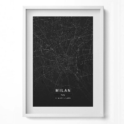 Obraz v rámu dekorativní Mapa města Milán Itálie
