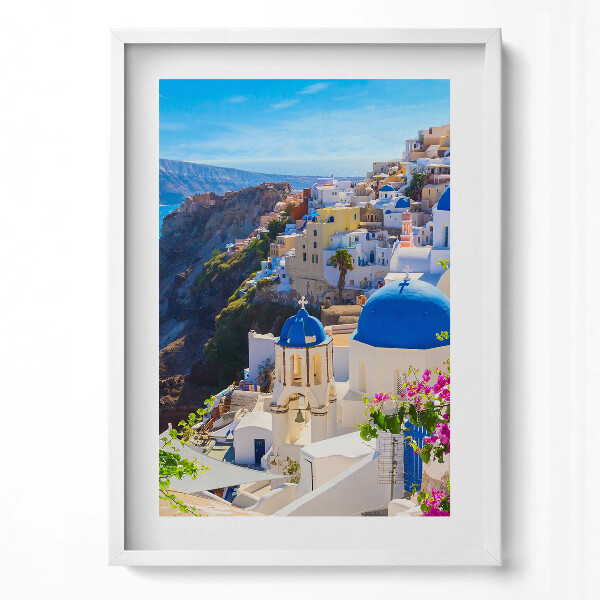 Obraz v rámu dekorativní Pohled na řeckou architekturu Santorini