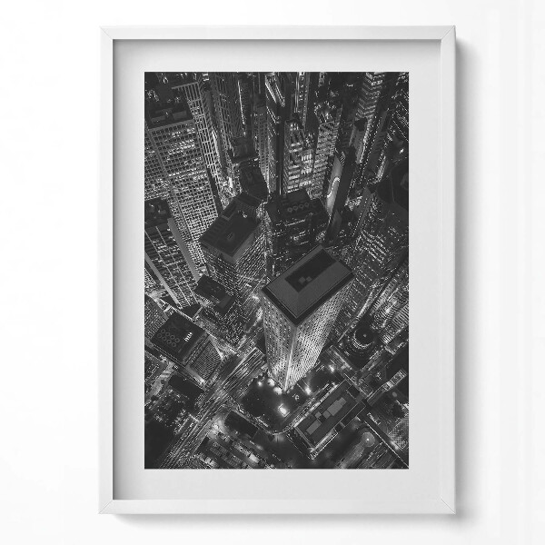 Obraz v rámu dekorativní Velké město v noci z ptačí perspektivy