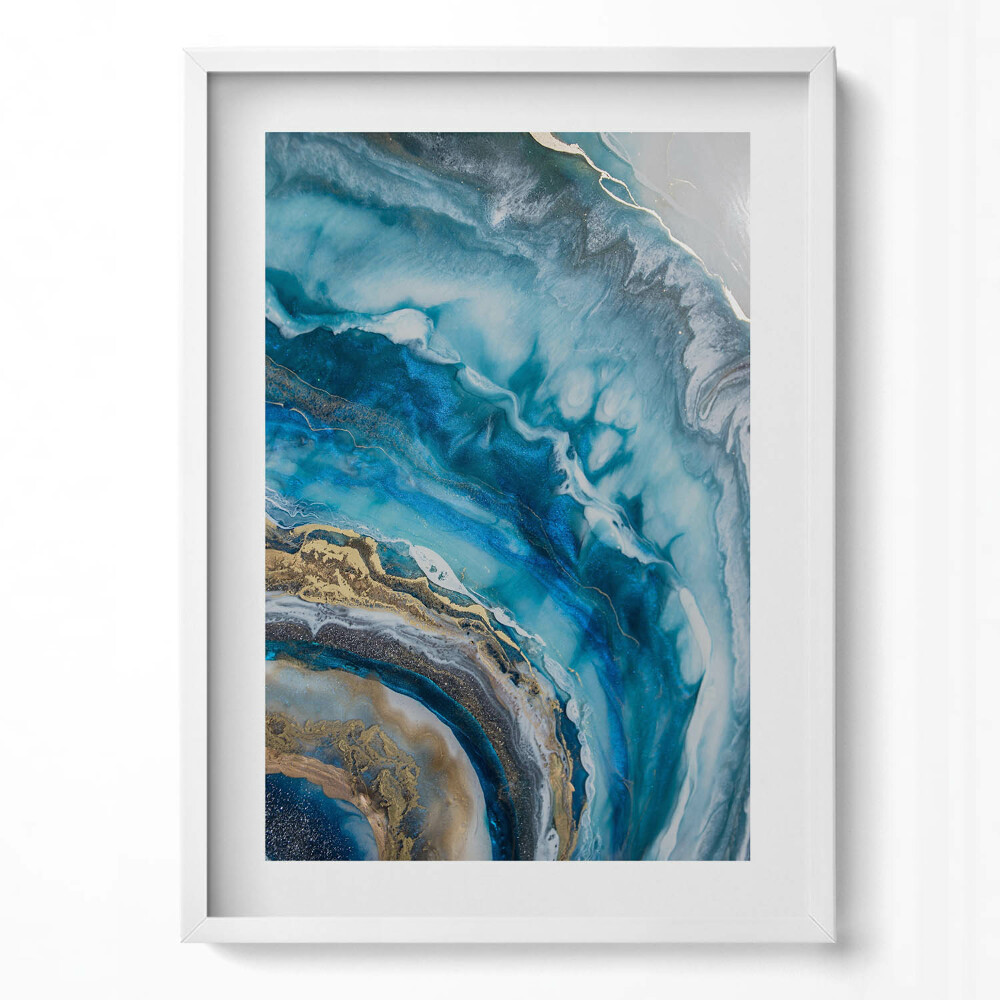 Obraz v rámu dekorativní Modrý mramor abstrakce