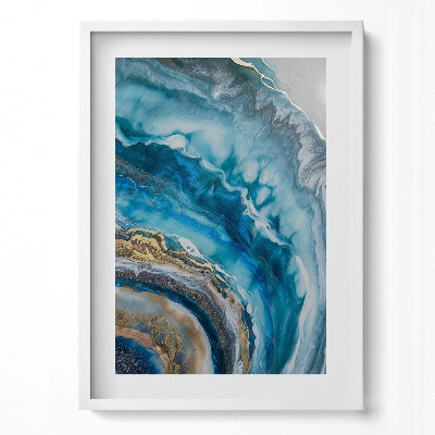 Obraz v rámu dekorativní Modrý mramor abstrakce