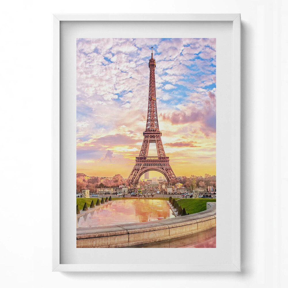 Obraz v rámu dekorativní Romantický pohled na Eiffelovu věž v Paříži