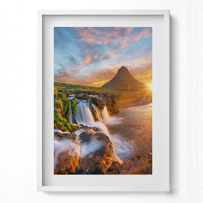 Obraz v rámu dekorativní Přírodní krajina při západu slunce