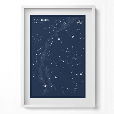 Obraz v rámu dekorativní Ilustrace souhvězdí na obloze severní polokoule