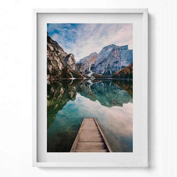 Obraz v rámu dekorativní Výhled na hory, jezero a lesy