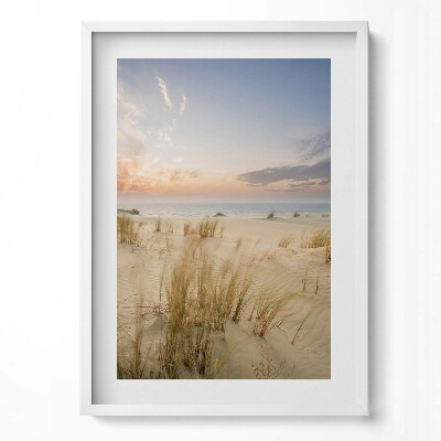 Obraz v rámu dekorativní Boho krajina jemných trav na moři a obloze