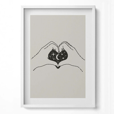 Obraz v rámu dekorativní Srdce z palmy a kosmu - ilustrace