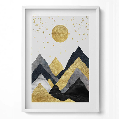 Obraz v rámu dekorativní Abstraktní krajina zlatých hor a slunce