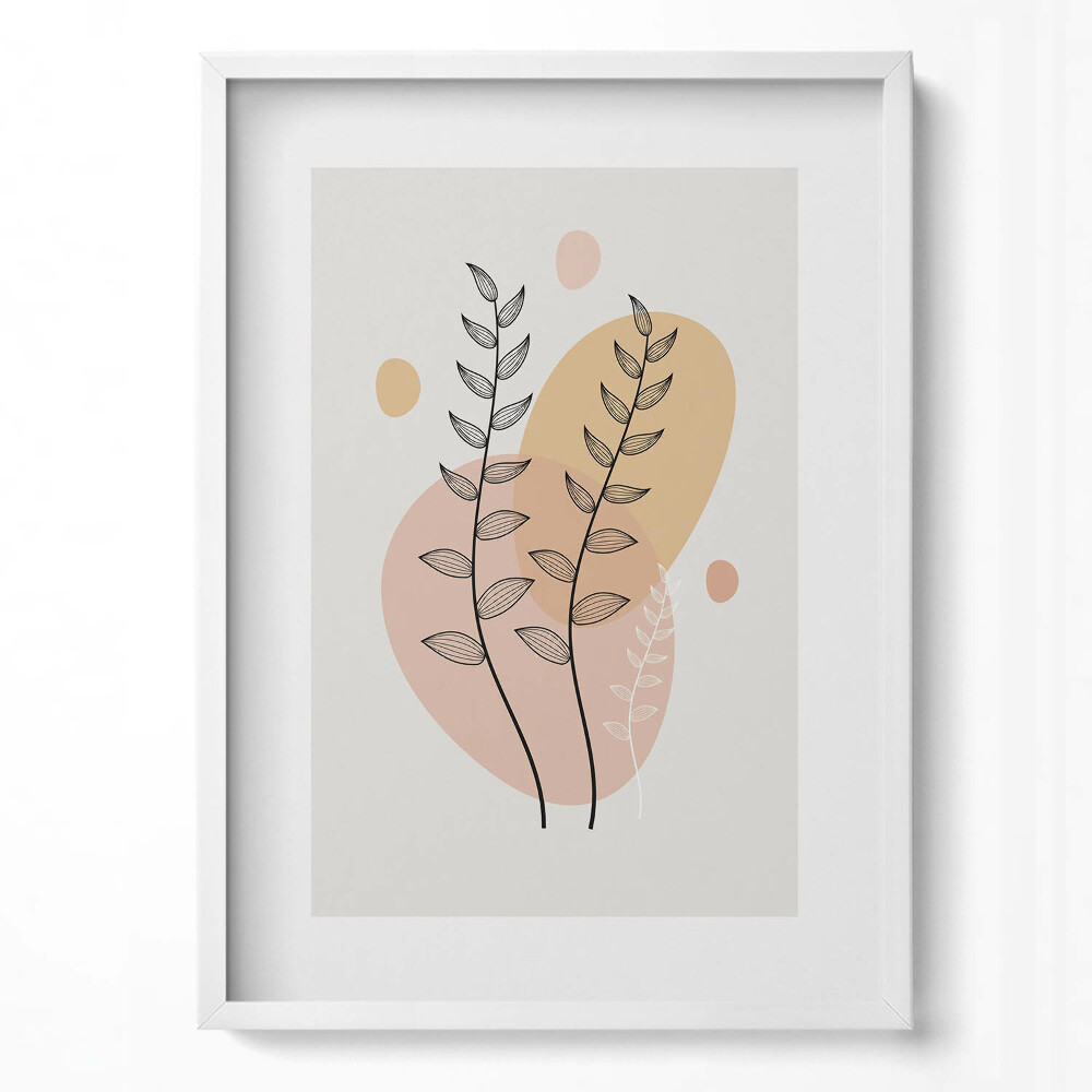 Obraz v rámu dekorativní Boho abstraktní rostliny