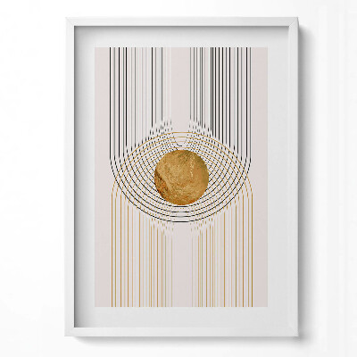 Obraz v rámu dekorativní Boho abstraktní minimalistické tvary se zlatem