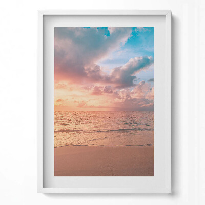 Obraz v rámu dekorativní Romantický západ slunce nad mořem