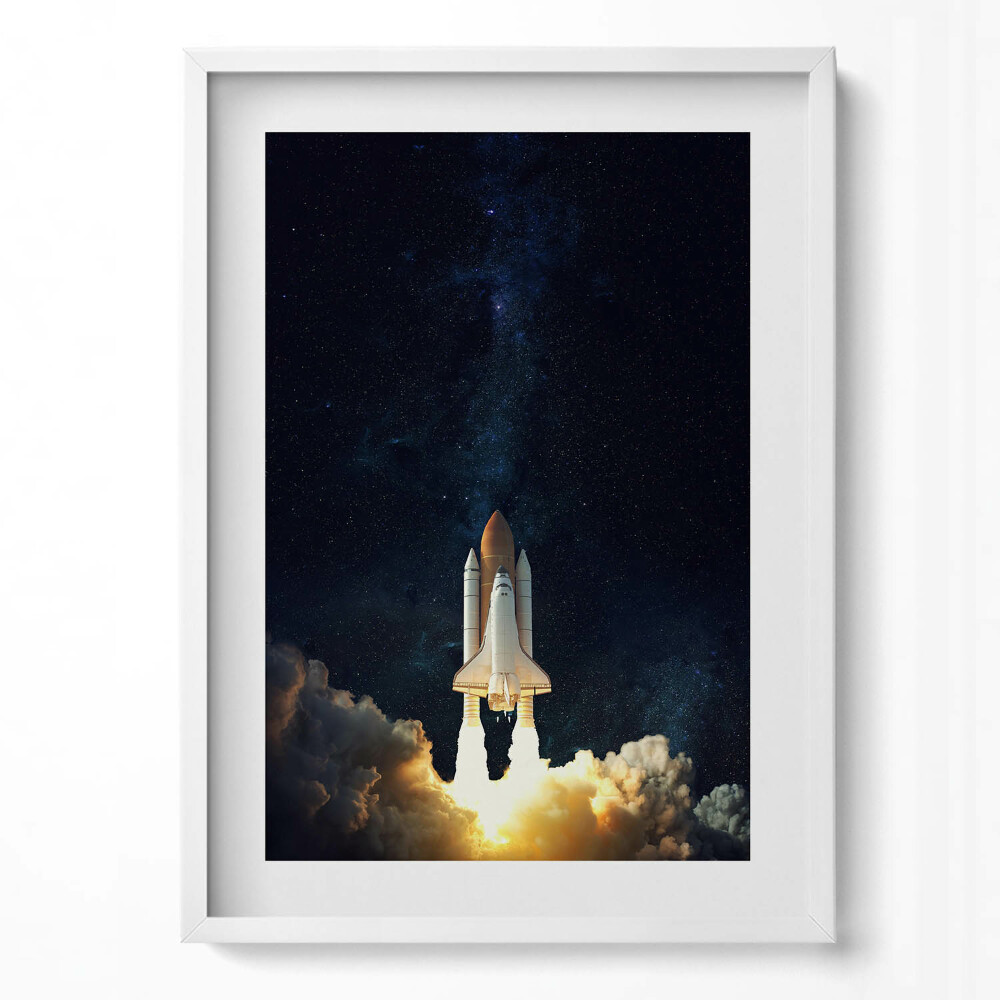 Obraz v rámu dekorativní Raketa startující do vesmíru