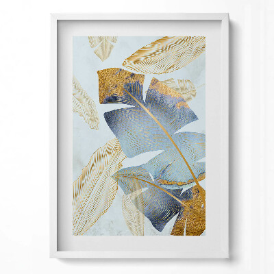 Obraz v rámu dekorativní Glamour banánové listy se zlatem