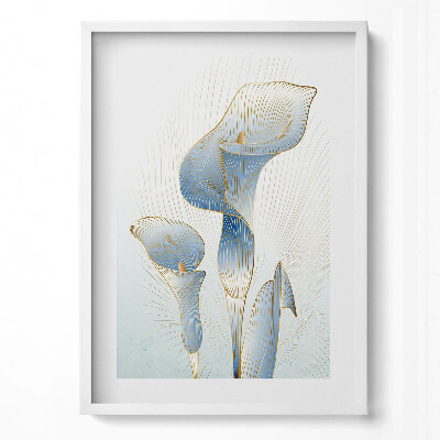 Obraz v rámu dekorativní Ilustrace květin se zlatem