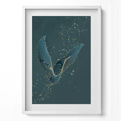 Obraz v rámu dekorativní Abstraktní jeřáb ve zlatě