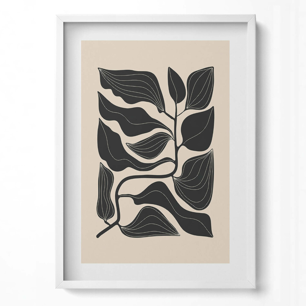 Obraz v rámu dekorativní Minimalistické ilustrace listů rostlin