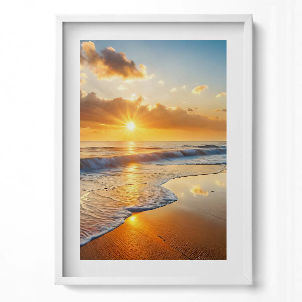 Obraz v rámu dekorativní Západ slunce nad mořem