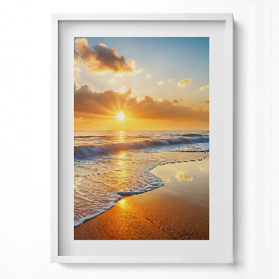 Obraz v rámu dekorativní Západ slunce nad mořem