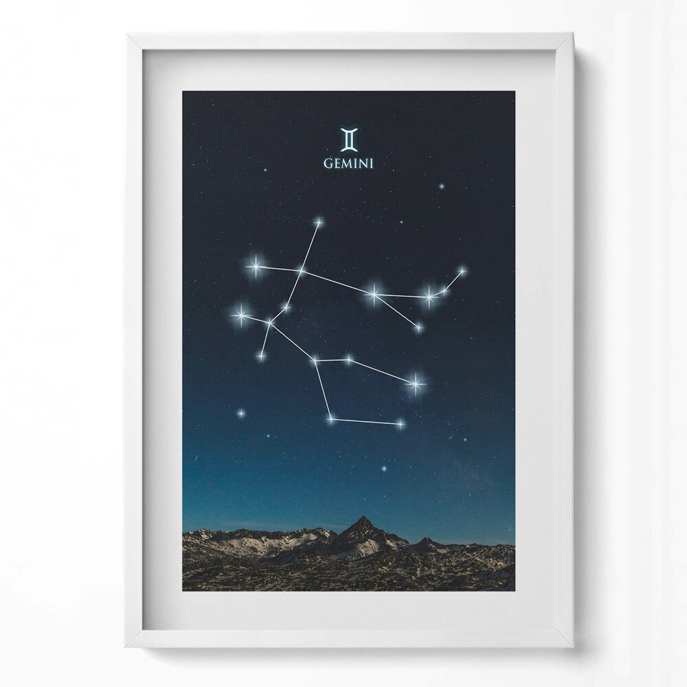 Obraz v rámu dekorativní Zodiac souhvězdí Blíženci