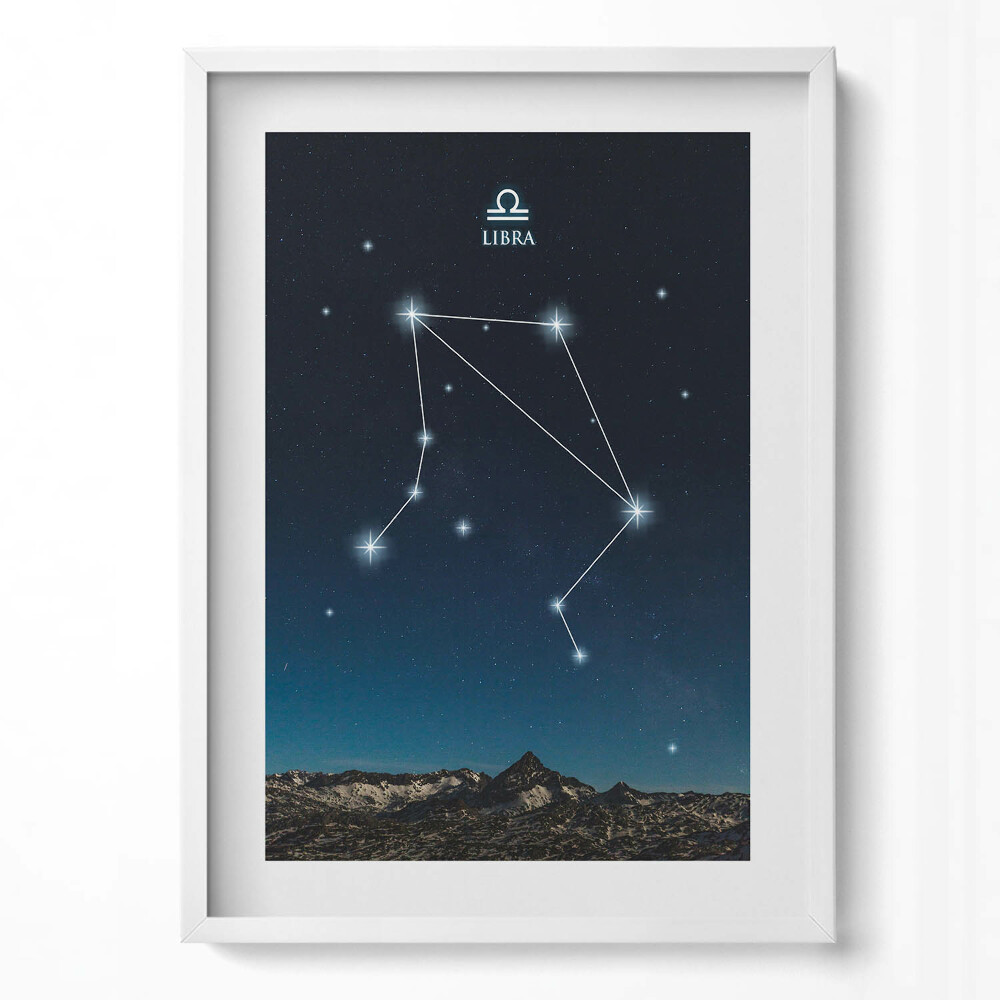 Obraz v rámu dekorativní Zodiac souhvězdí Váhy