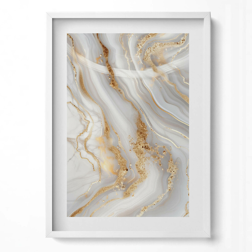 Obraz v rámu dekorativní Textura mramoru se zlatem
