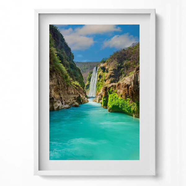 Obraz v rámu dekorativní Tropický vodopád a řeka