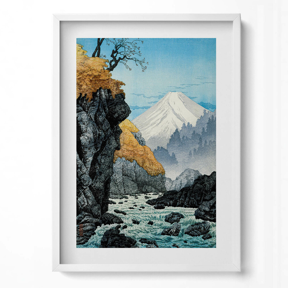 Obraz v rámu dekorativní Japonský náčrt hory Fudži