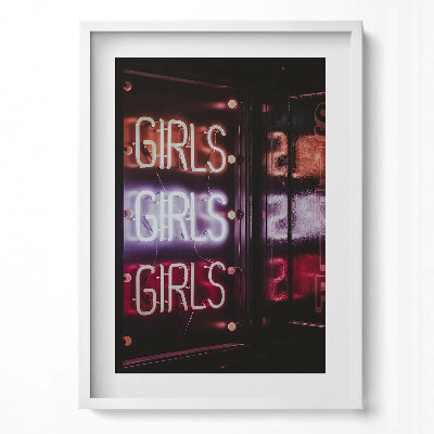 Obraz v rámu dekorativní Zářící neonové nápisy 