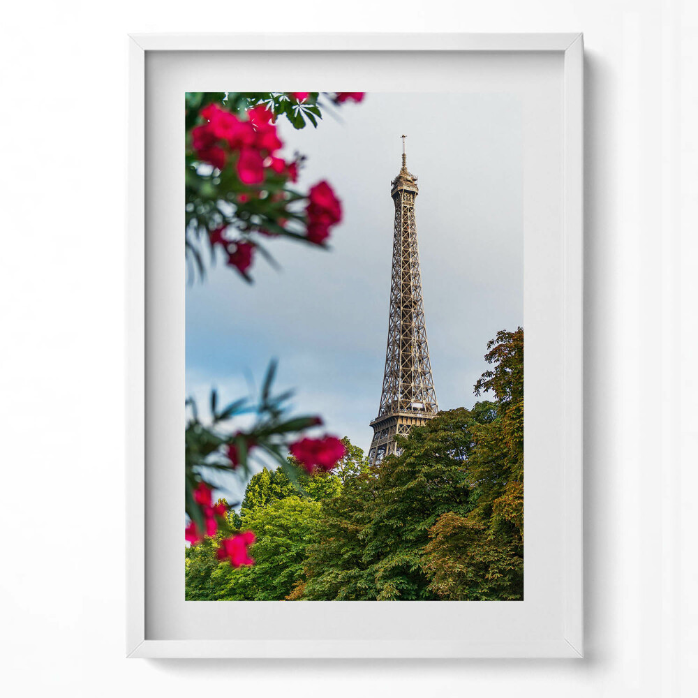 Obraz v rámu dekorativní Eiffelova věž v květech - Paříž, Francie