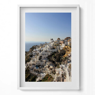 Obraz v rámu dekorativní Santorini architektura Řecko