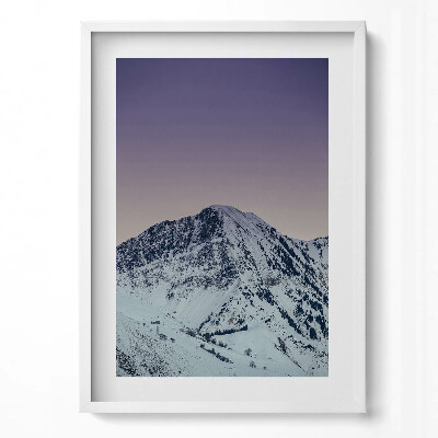 Obraz v rámu dekorativní Zasněžený vrchol hory za soumraku