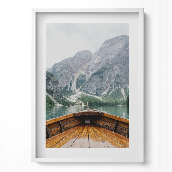 Obraz v rámu dekorativní Pohled z lodi na horské jezero