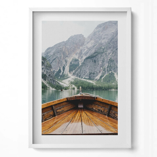 Obraz v rámu dekorativní Pohled z lodi na horské jezero