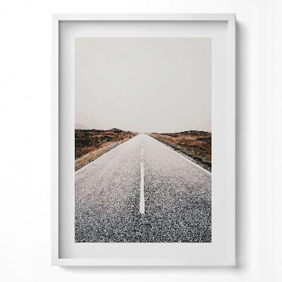 Obraz v rámu dekorativní Prázdná rovná asfaltová cesta
