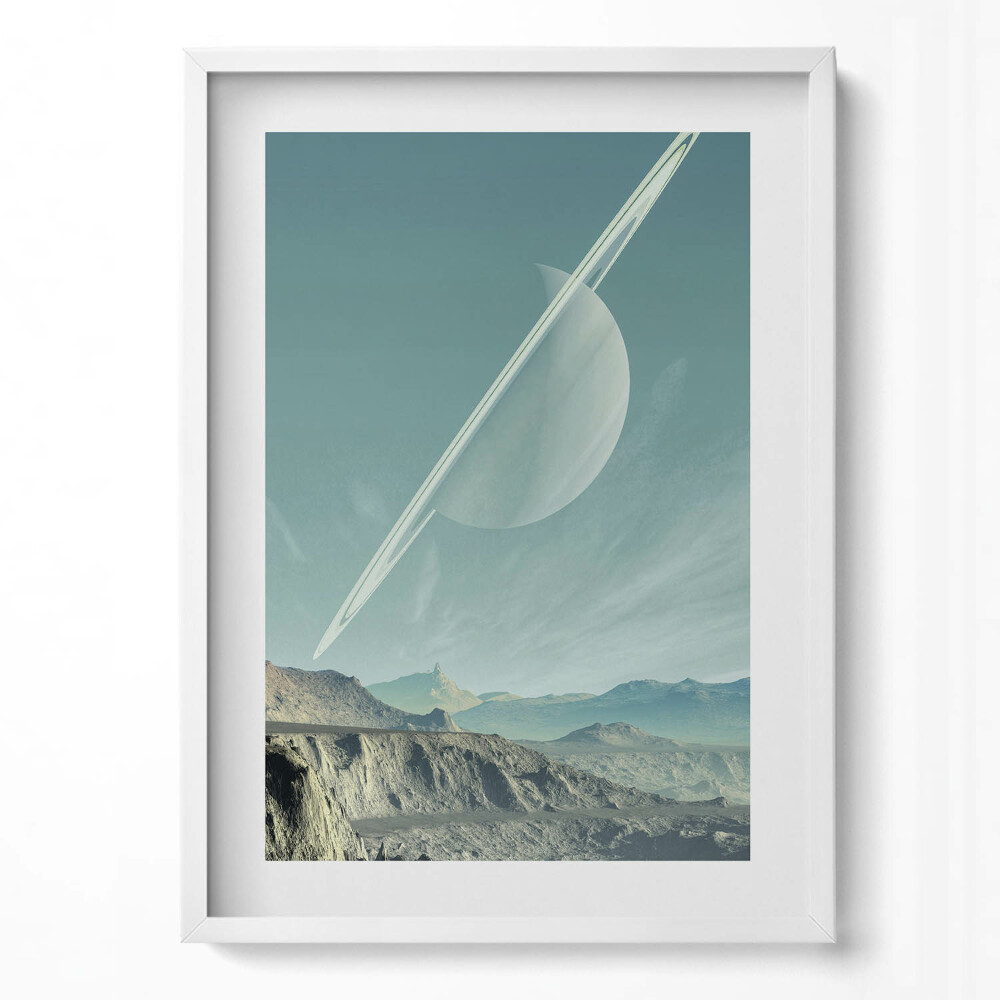 Obraz v rámu dekorativní Planeta Saturn na obloze