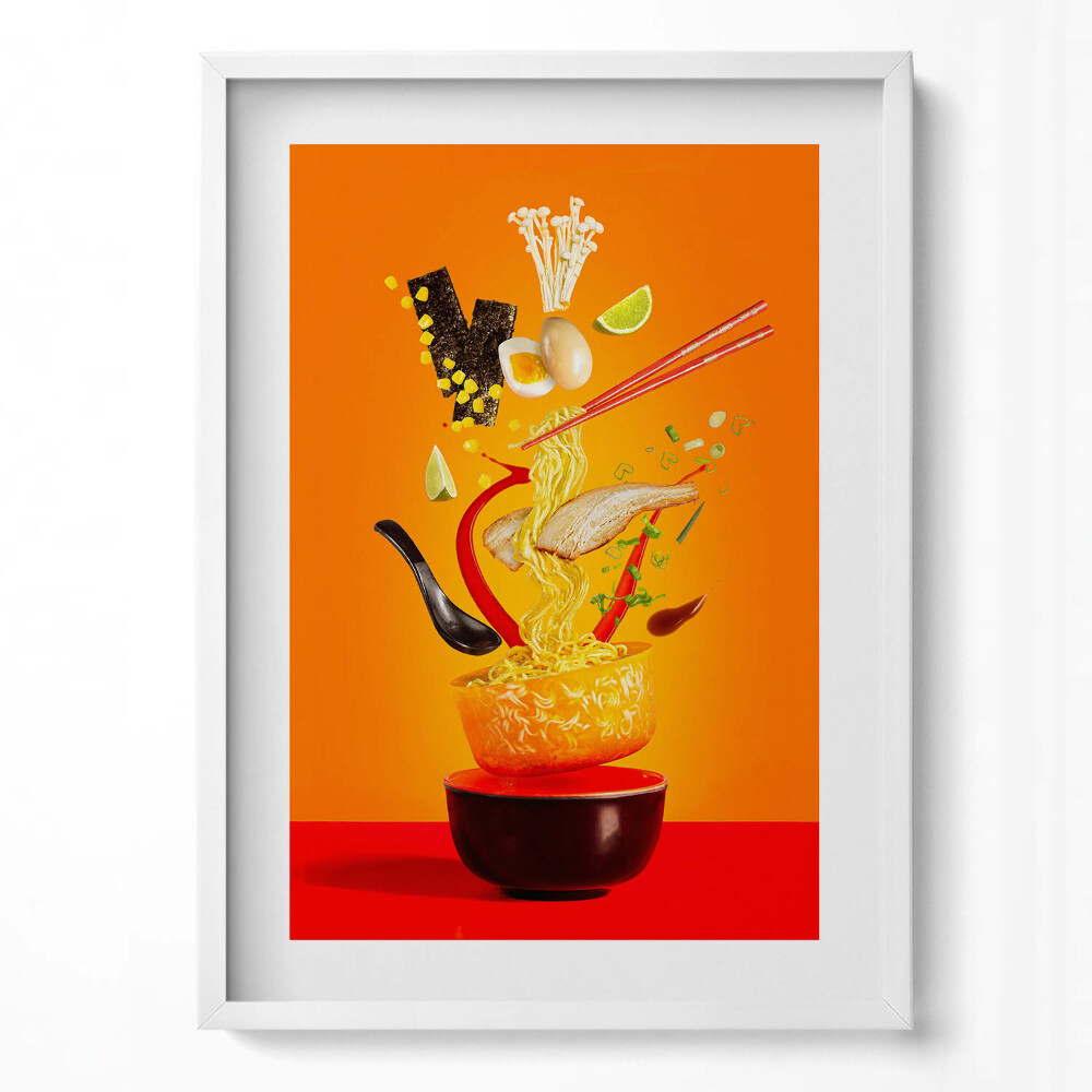 Obraz v rámu dekorativní Ramen polévka ilustrace - kuchyňský motiv