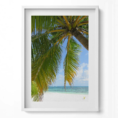 Obraz v rámu dekorativní Pláž palmový oceán dovolená