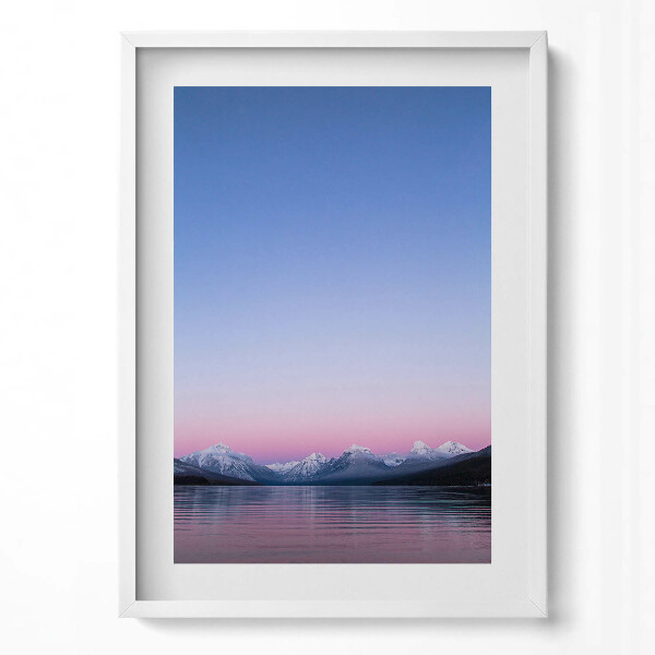 Obraz v rámu dekorativní Krajina hor a jezera, minimalismus