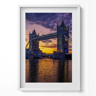 Obraz v rámu dekorativní Brooklynský most a londýnská vodní hladina