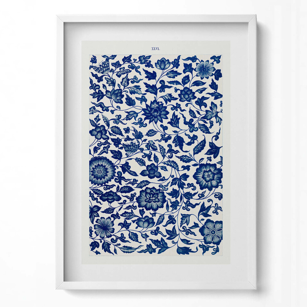 Obraz v rámu dekorativní Vintage květinový vzor