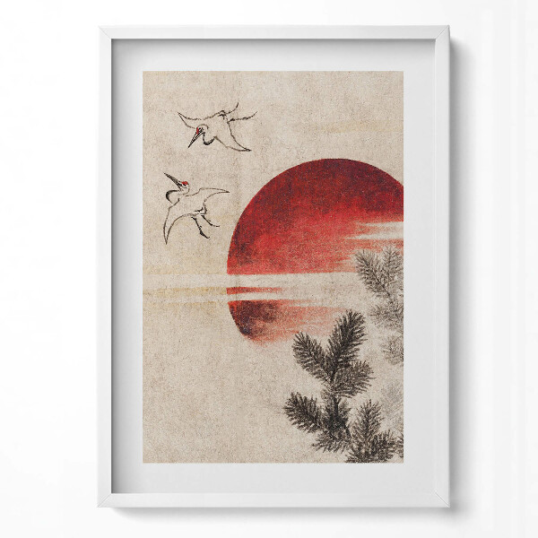 Obraz v rámu dekorativní Japonské umění zapadajícího slunce