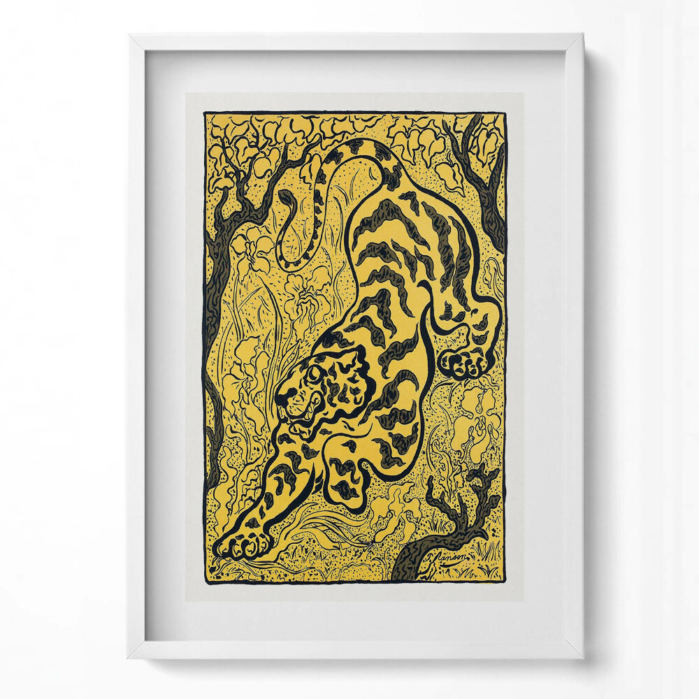 Obraz v rámu dekorativní Čínský tygr ilustrace