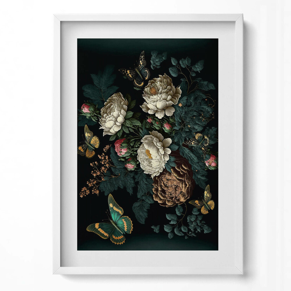 Obraz v rámu dekorativní Botanický květinový vzor