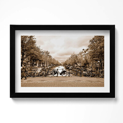 Obraz s rámem dekorativní Pohled na Amsterdam s jízdními koly
