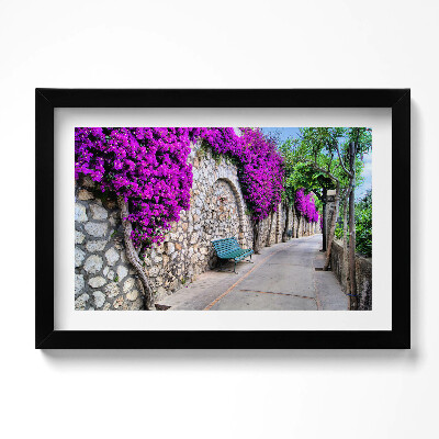 Obraz s rámem dekorativní Cesta s květinami v Capri, Itálie