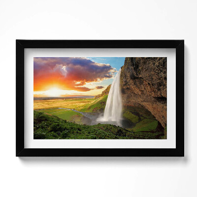 Obraz s rámem dekorativní Vodopád na Islandu