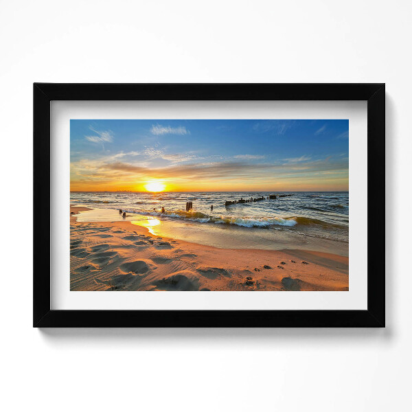 Obraz s rámem dekorativní Východ slunce nad mořem