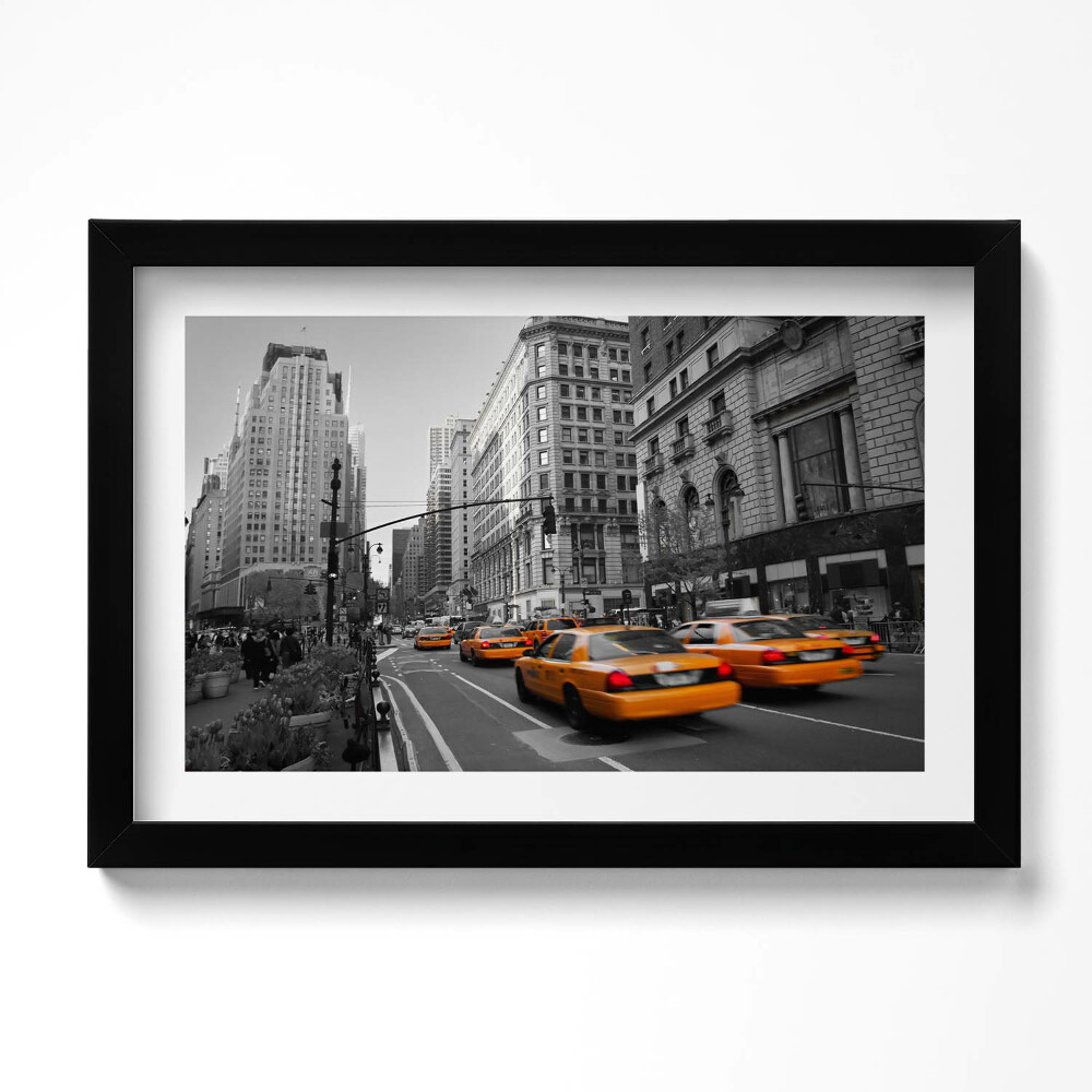 Obraz s rámem dekorativní Taxi doprava na avenue na Manhattanu