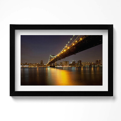 Obraz s rámem dekorativní Osvětlený Brooklynský most v New Yorku