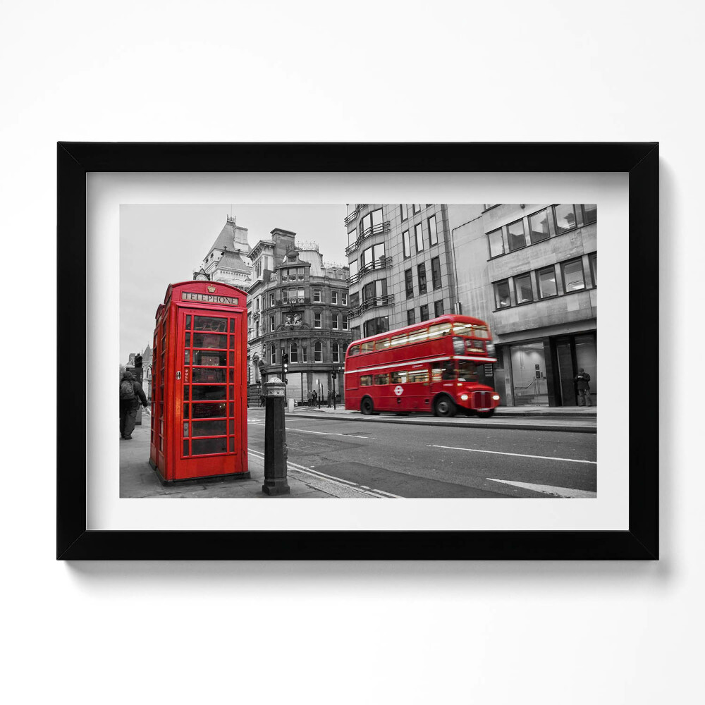 Obraz s rámem dekorativní Historický americký autobus na ulici